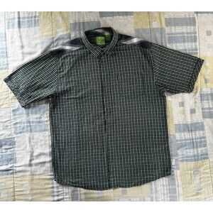 Mecca Green White Striped Button Down Short Sleeve Shirt Men's Sz 3XL